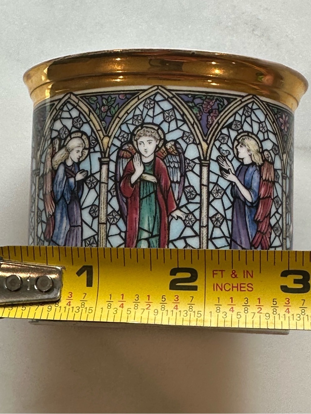 Halcyon Days Porcelain Stained Glass Saints Oval Trinket Vase - Picture 5 of 9